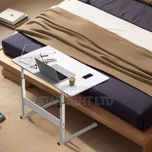Height Adjustable White Laptop Table with Wheels (60x40cm)