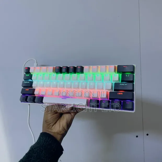 White Black Backlit RGB Gaming Keyboard for PC Laptop - 1