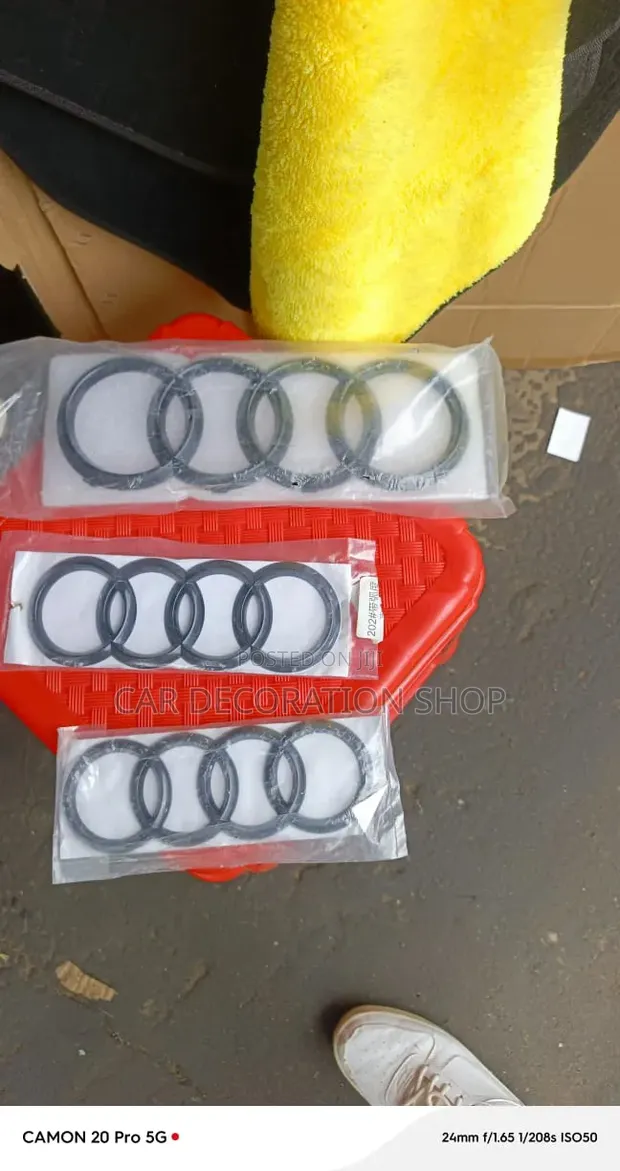 Gloss Black Sporty Audi Grill or Rear Tailgate Ring Logo - 1