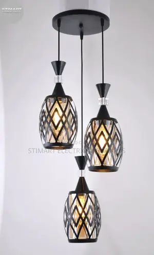 Mwanga wa Pendant wa 3-in-1 Mweusi wa Diamond Pattern Cage