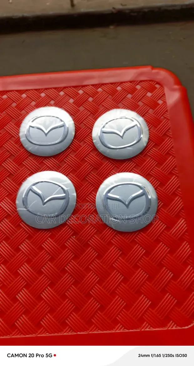 4pcs Silver Mazda Wheel Center Logo Stickers - 1