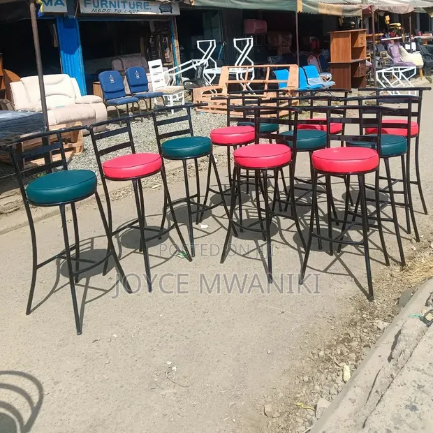 Round High Bar/Counter Chairs with Backrest - 1