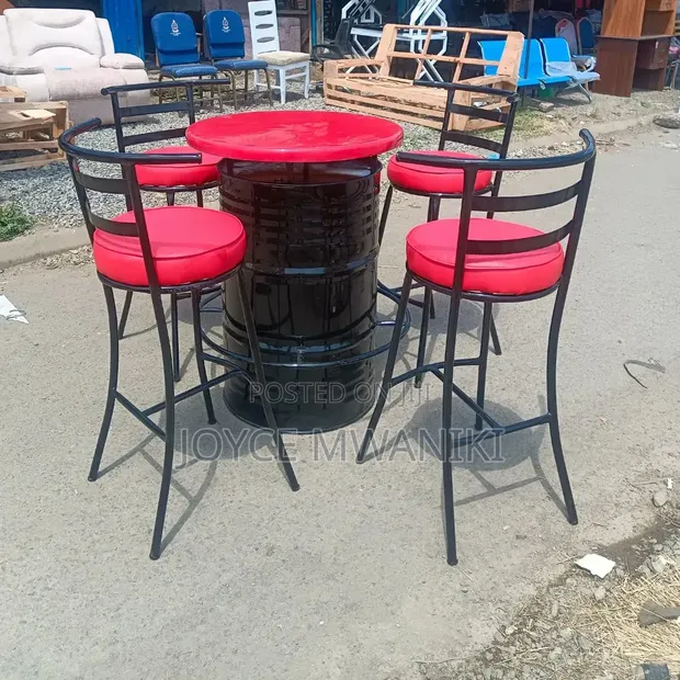 Red and Black Bar Set with Custom Drum Table - 1