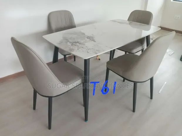 Four Seater Dining Table with Microfibre Chairs - 1