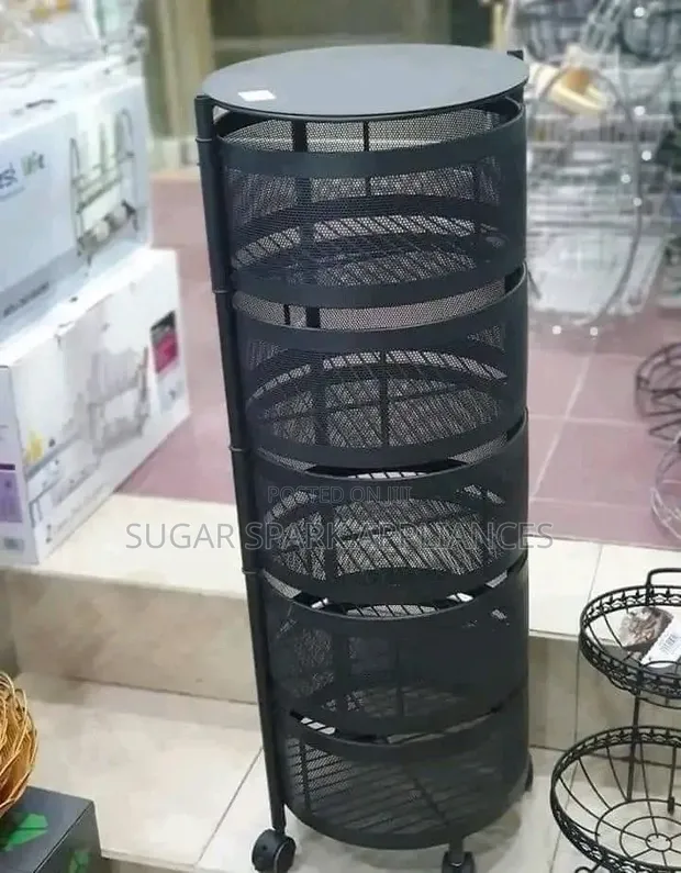 5-Tier Round Fruit Rack with Wheels - 1
