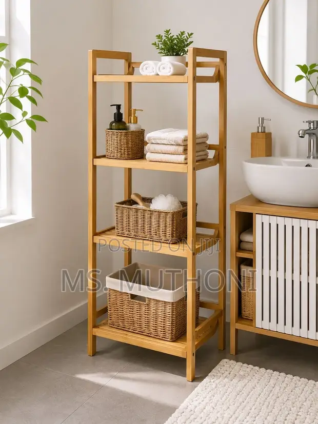 Stylish Space-Saving Bamboo 4-Tier Bathroom Rack - 1