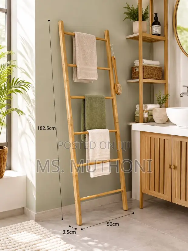 Bamboo Ladder Towel Rack - 1