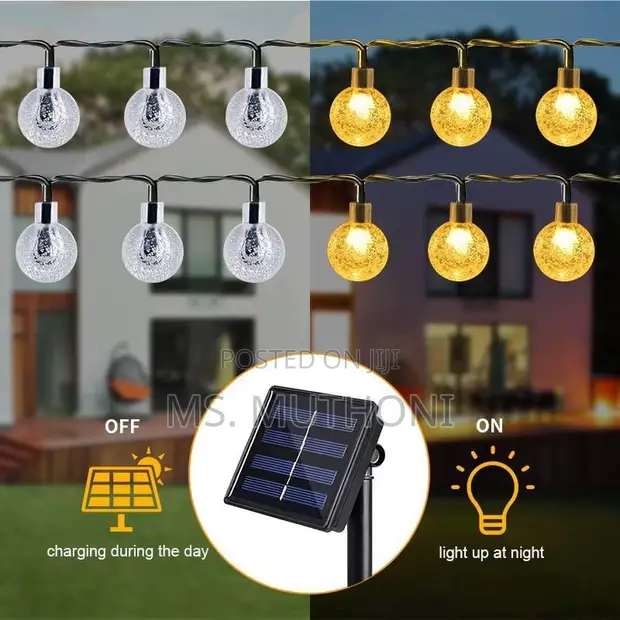 Solar Powered Outdoor Ball String Lights - 12M, 100 LEDs - 1