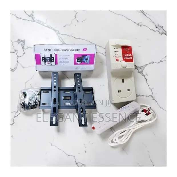 Skilltech 15-43" Tilt TV Wall Bracket + Power Extension + TV Guard - 1