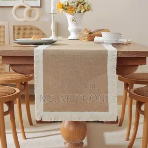 30x275cm Natural Burlap Linen Woven Table Runner