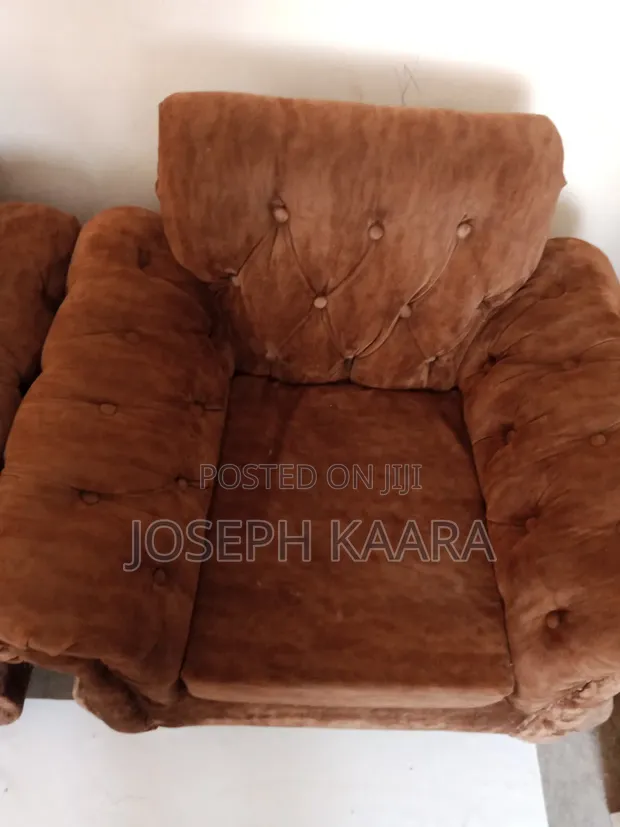 5 Seater Sofa Set - Brown Fabric - 1