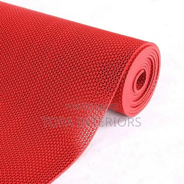 Red Perforated Slip-Resistant Rubber Mats - 1