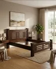 Brand New Solid Hardwood Queen Bed Frame - Dark Oak - 1