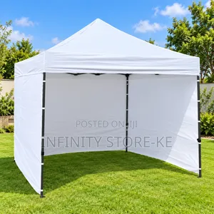 Gazebo Tent Portable Pop-Up 3x3m na Side Walls - Nyeupe