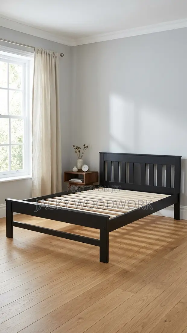Kitanda Imara cha Mbao cha Vertical Slat - King Size - 1