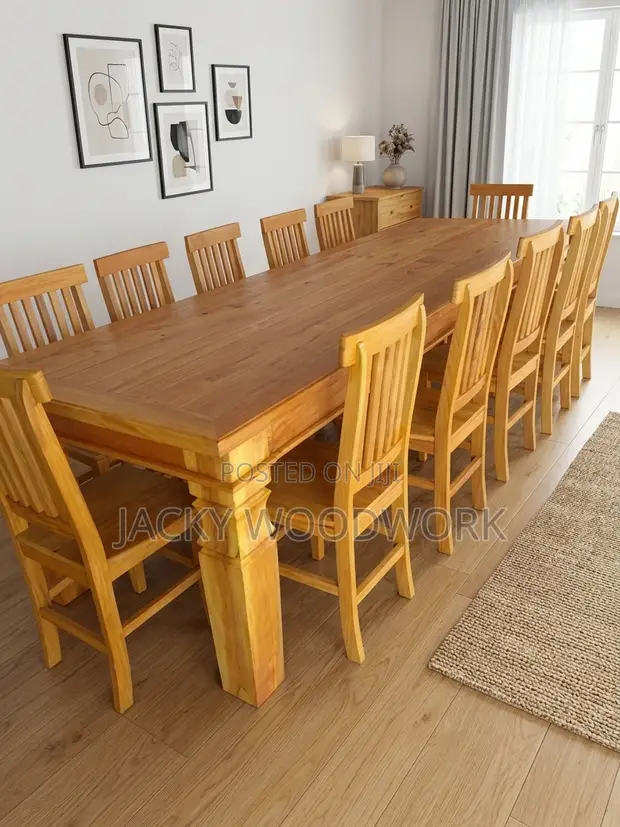 Grand 12-Seater Solid Pine Dining Set - 1