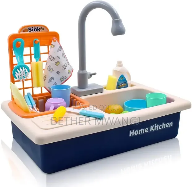 Kids Electric Kitchen Sink Toy with Running Water - 1