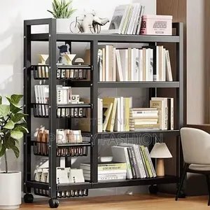 Multifunctional Metallic Kitchen Rack with Wheels