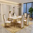 6 Seater Marble Dining Set - Jedwali la Kisasa na Viti - 1