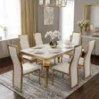 6 Seater Marble Dining Set - Jedwali la Kisasa na Viti - 3