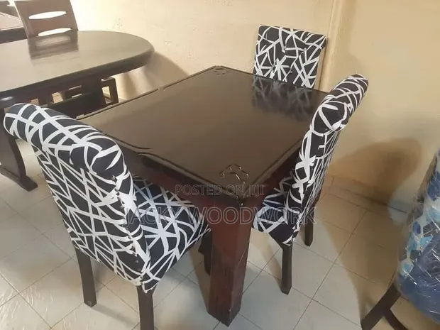 Compact 4-Seater Hardwood Dining Set - Espresso Brown - 1