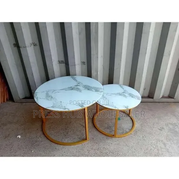 Marble Nesting Coffee Table (Glass Effect) White - 1