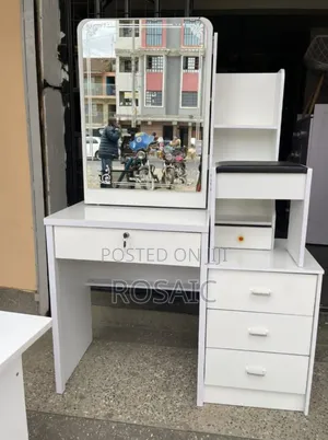 White Dressing Table with Sliding Mirror