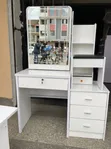 White Dressing Table with Sliding Mirror - 1