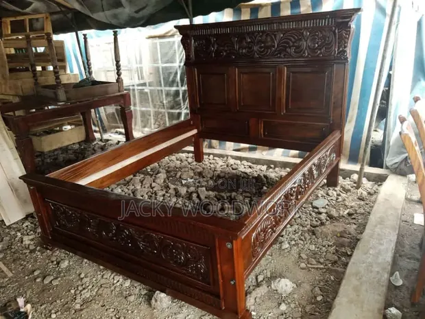 Premium Solid Mahogany Hand-Carved Royal Swahili Bed Frame - 1