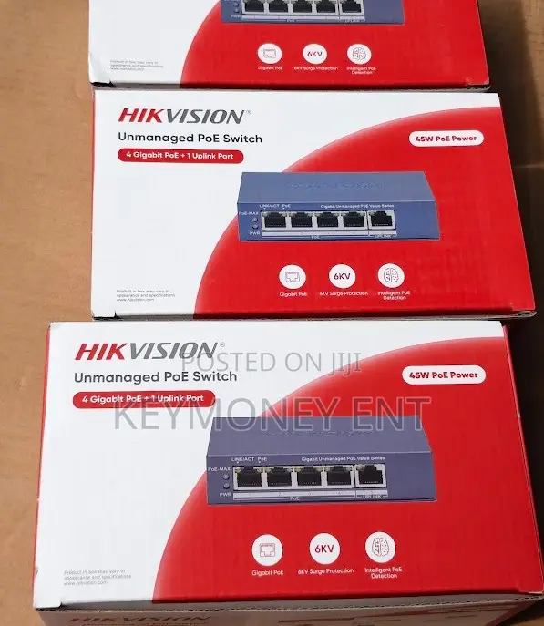 Hikvision 4-Port Gigabit PoE Switch 60W + 1 Uplink - 1