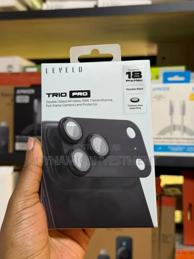Kinga ya Lenzi ya Kamera ya iPhone 18 Pro Max Levelo Trio Pro - Nyeusi - 1