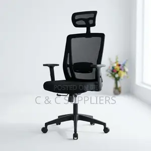 Ergonomic Swivel Secretary Mesh Chair - Black