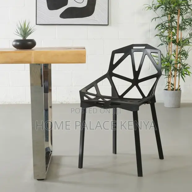 Stackable Plastic Dining Chair - Black - 1