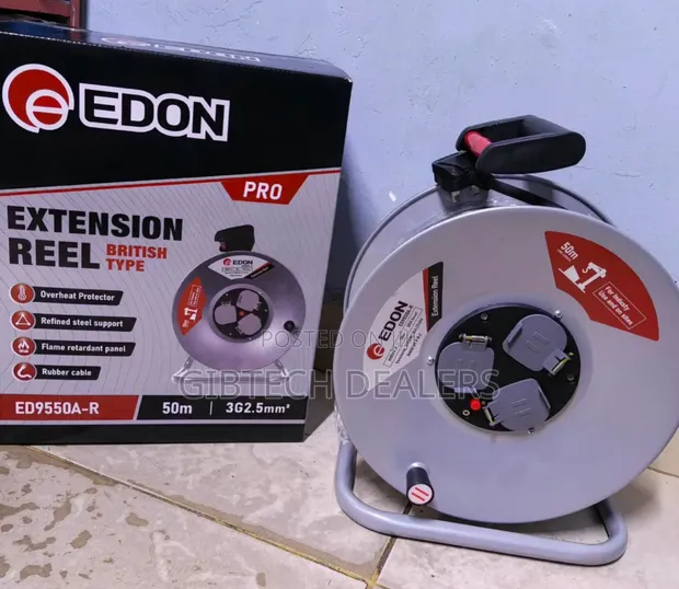 Edon 50m 2.5mm Heavy Duty Extension Reel Cable - 1