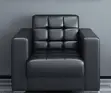 Single Leather Visitor Sofa - Black - 1