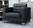 Single Leather Visitor Sofa - Black - 2