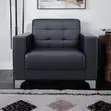 Single Leather Visitor Sofa - Black - 4