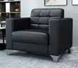 Single Leather Visitor Sofa - Black - 5