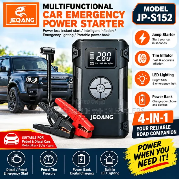 Car Jump Starter & Tyre Inflator 4-in-1 JP-S152 - 1