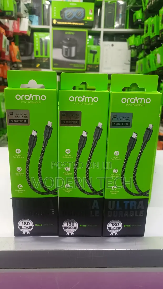 Oraimo Braid USB-C to Lightning Cable ya Fast Charging 45W 1M - 1
