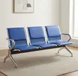 3-Seater Blue Leather Linked Office Bench - 3