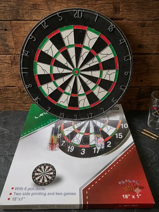 Double-Sided Flocked Dartboard Set (18") with 6 Darts - 1