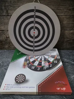 18" Double-Sided Flocked Dartboard Set with 6 Darts