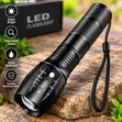 Heavy Duty LED Flashlight yenye Long Range Zoom na Wrist Strap - 1