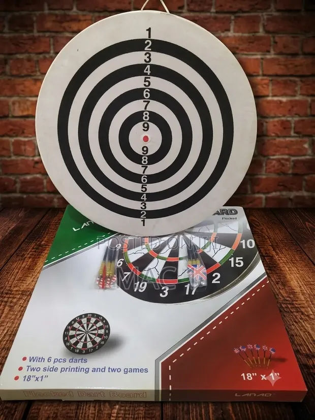 18-Inch 2-in-1 Flocked Dartboard Game Set with 6 Darts - 1