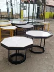 Meza ya Kahawa ya Metali ya Kifahari na Juu ya Marumaru - 2