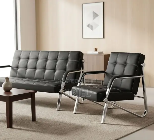 Sofa ya Ngozi ya Viti 5 kwa Ofisi ya Mapokezi - 1