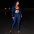 Blue Top and Pants Two Piece Set - 1