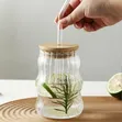 Vikombe vya Kioo chenye Mvuto vya 500ml na Mfuniko wa Mianzi na Majani - 3