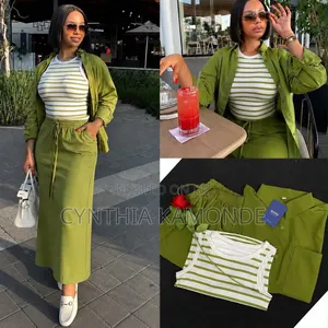 Beautiful Multi-Color Linen Maxi Skirt Set